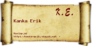 Kanka Erik névjegykártya